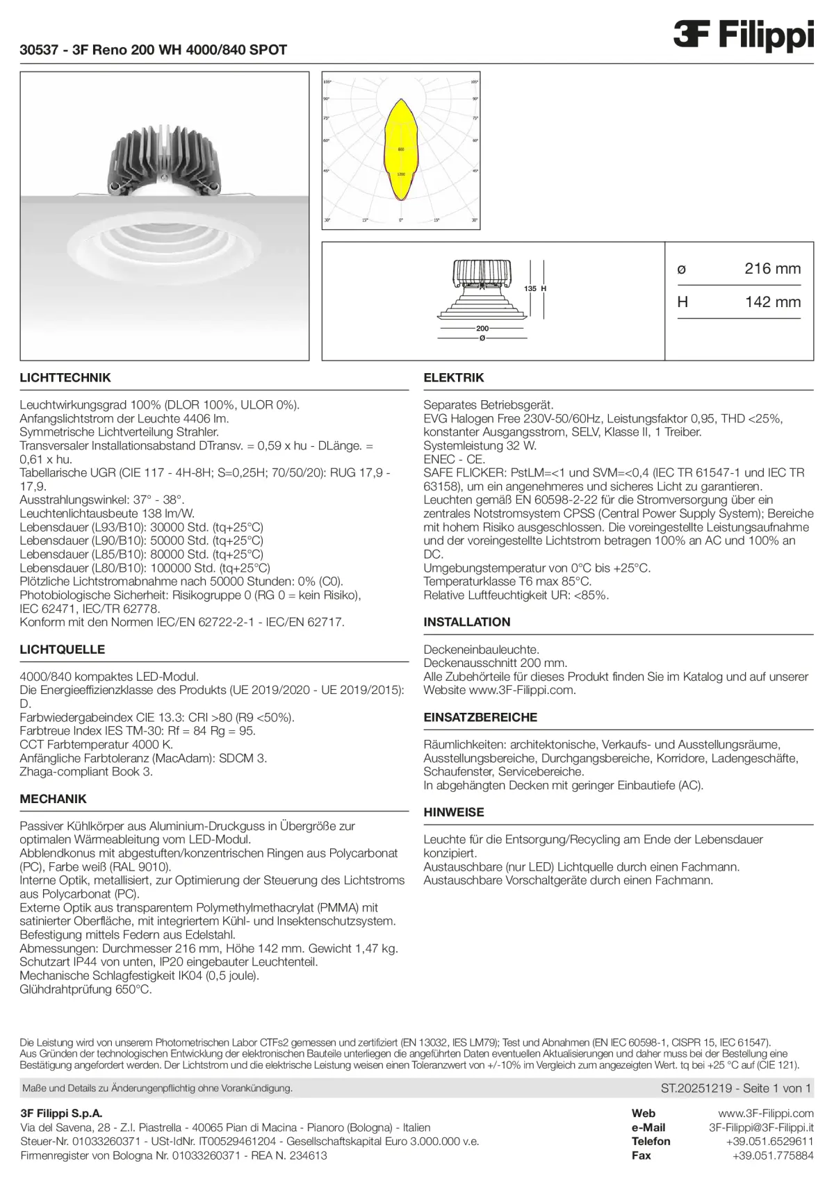 30537 - 3F Reno 200 WH 4000-840 SPOT - Datasheet - de