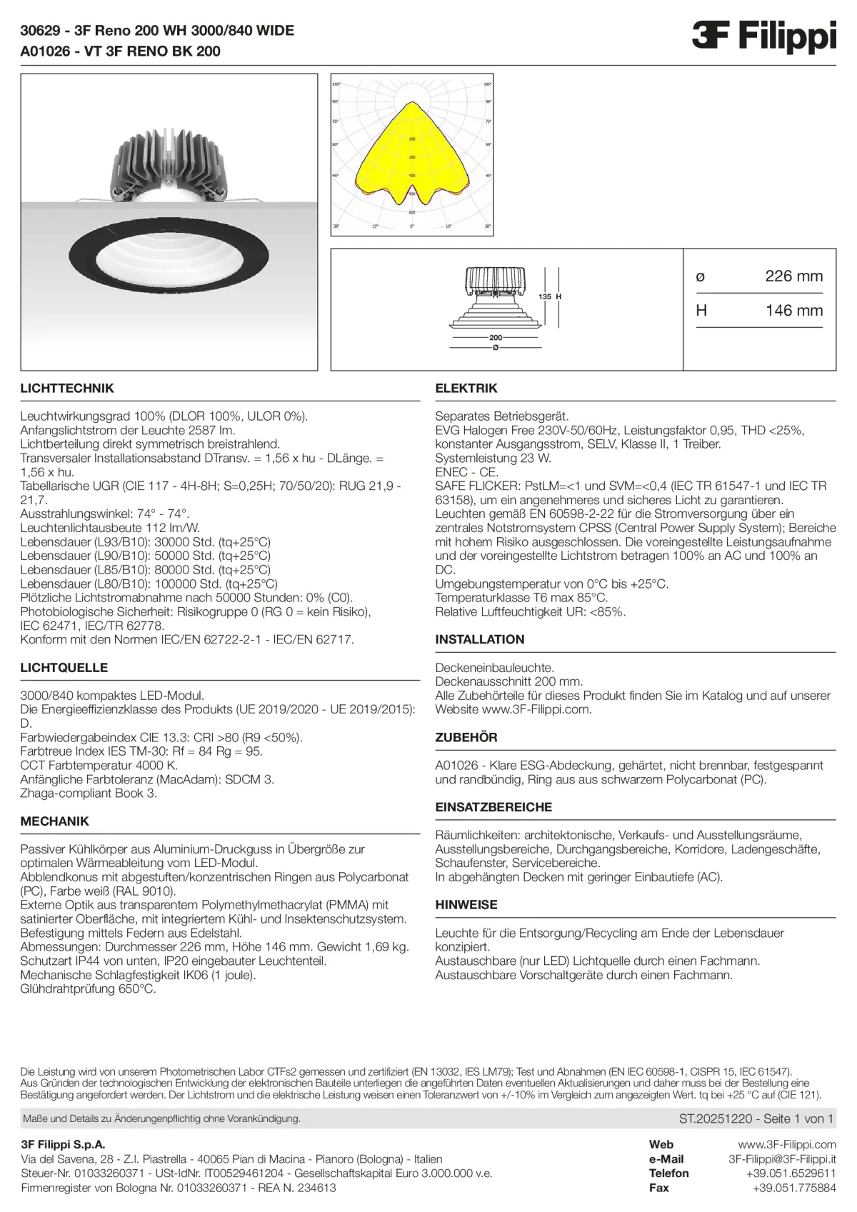 30629+A01026 - 3F Reno 200 WH 3000-840 WIDE + VT BK - Datasheet - de