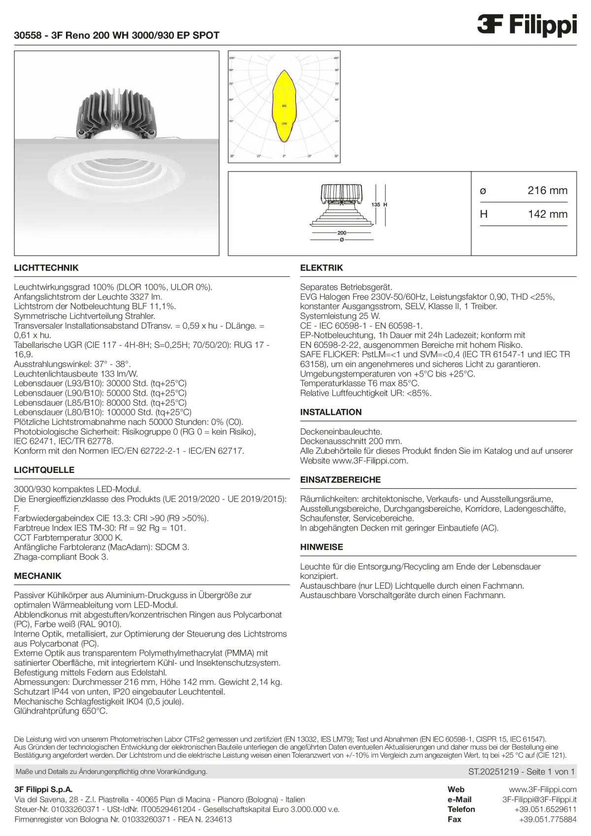 30558 - 3F Reno 200 WH 3000-930 EP SPOT - Datasheet - de