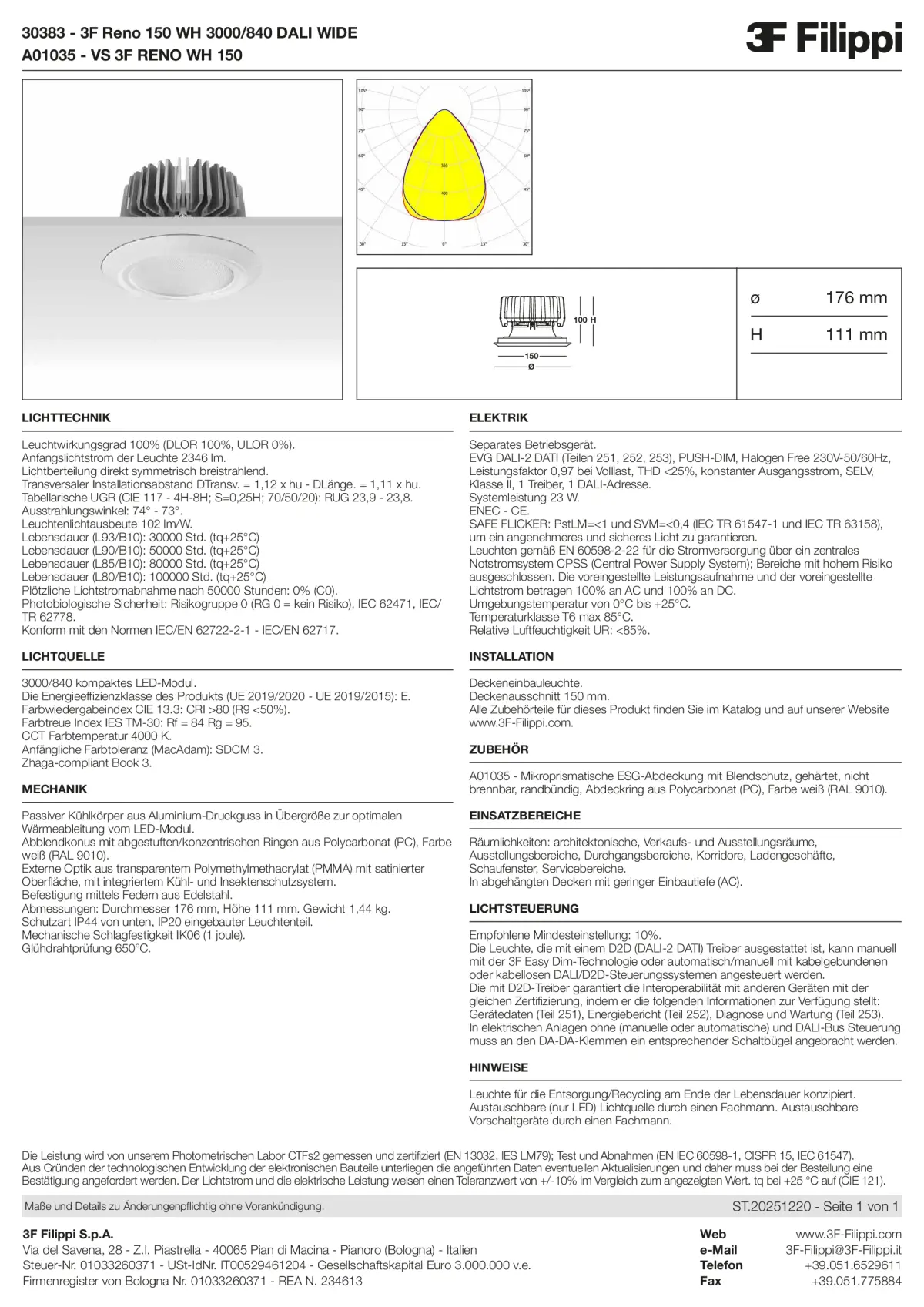 30383+A01035 - 3F Reno 150 WH 3000-840 DALI WIDE + VS WH - Datasheet - de