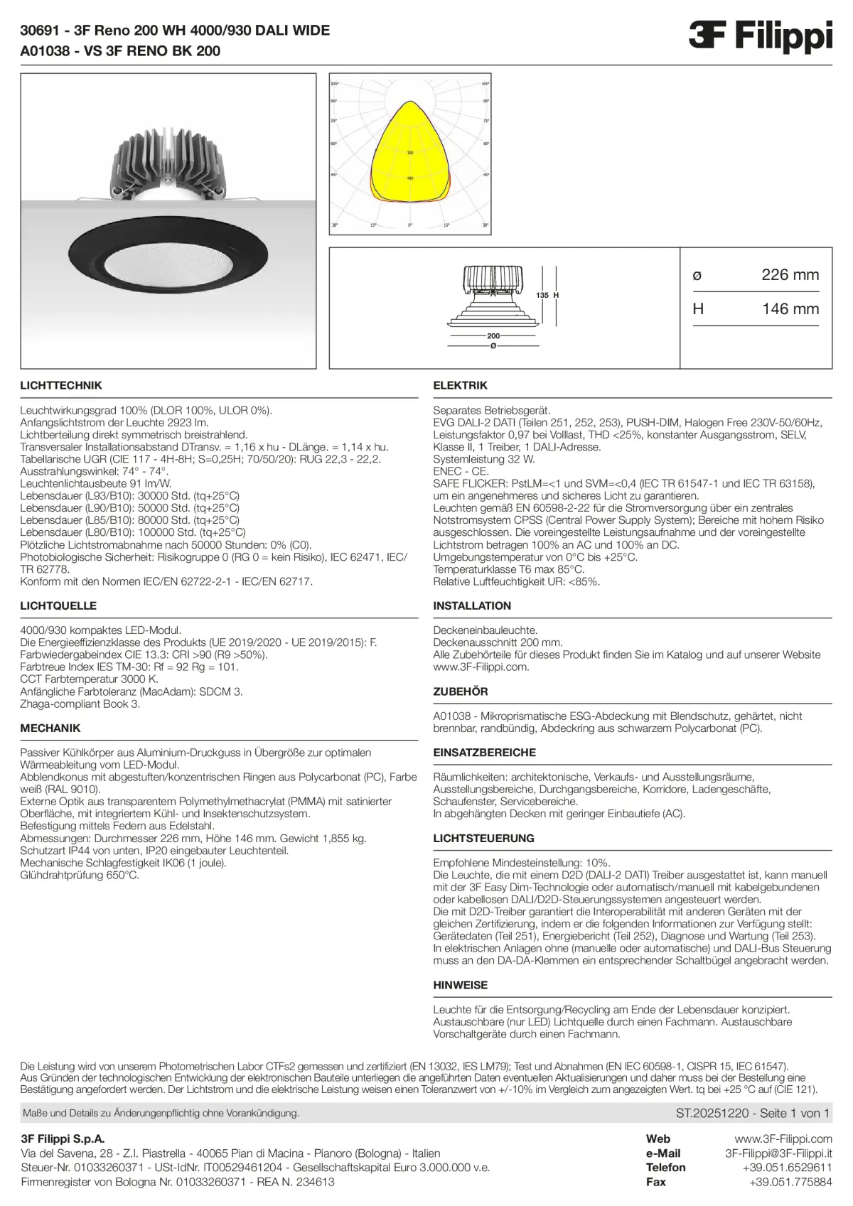 30691+A01038 - 3F Reno 200 WH 4000-930 DALI WIDE + VS BK - Datasheet - de