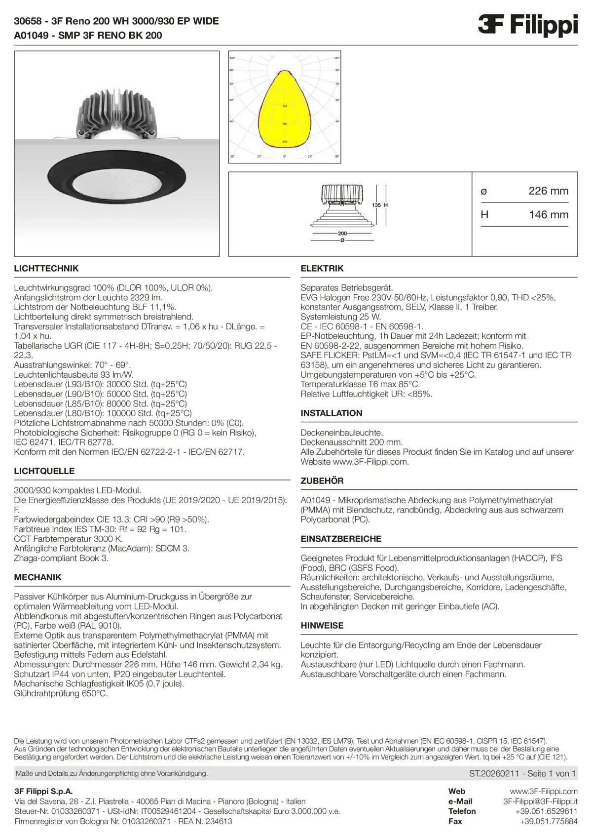 30658+A01049 - 3F Reno 200 WH 3000-930 EP WIDE + SMP BK - Datasheet - de