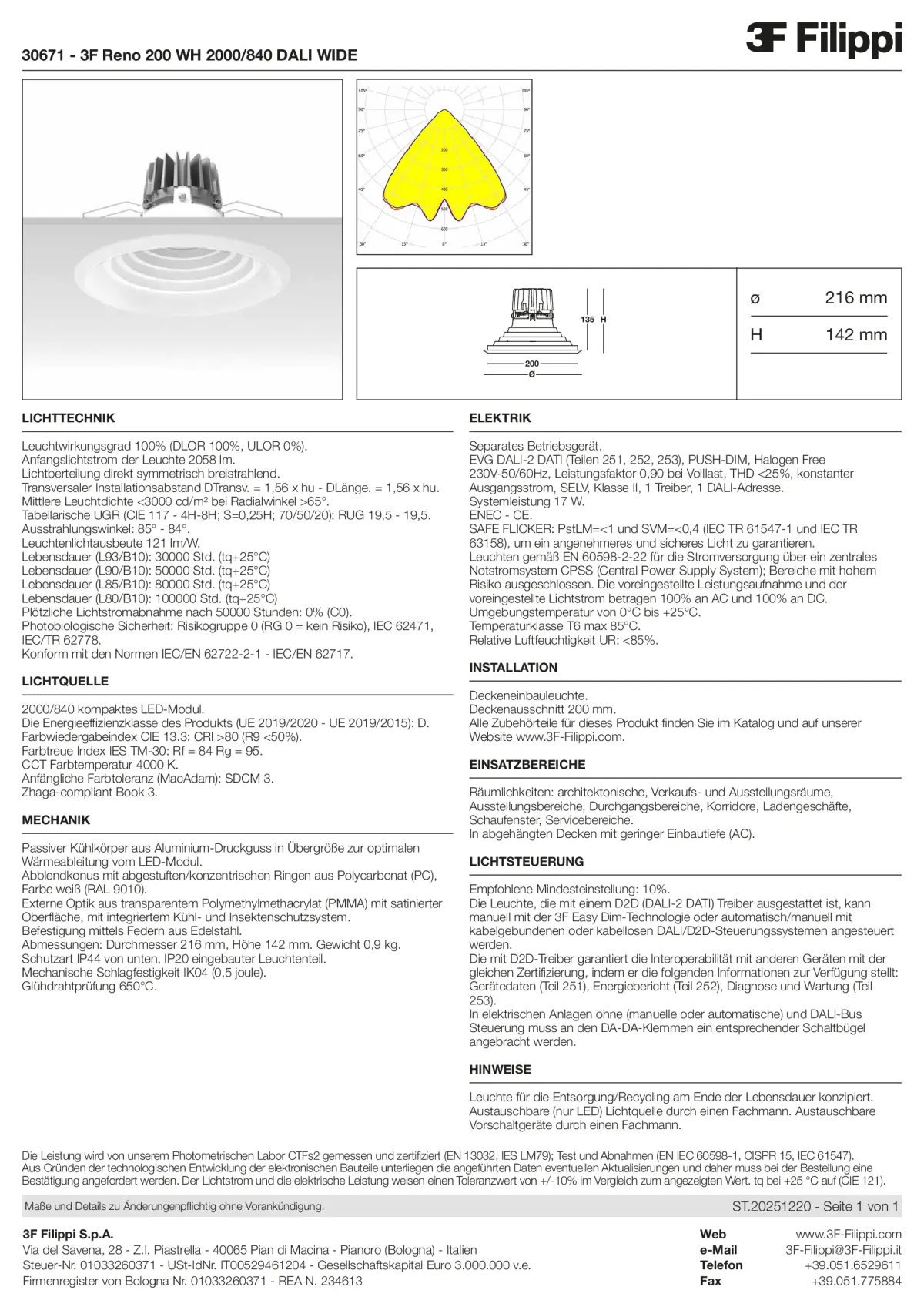 30671 - 3F Reno 200 WH 2000-840 DALI WIDE - Datasheet - de