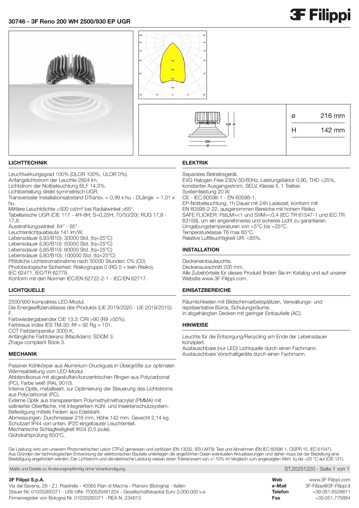 30746 - 3F Reno 200 WH 2500-930 EP UGR - Datasheet - de