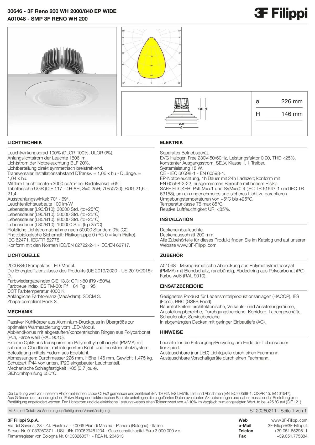 30646+A01048 - 3F Reno 200 WH 2000-840 EP WIDE + SMP WH - Datasheet - de