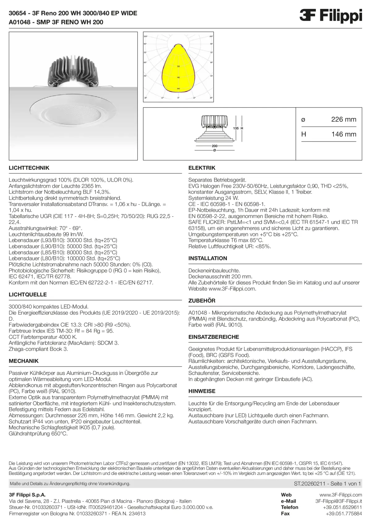 30654+A01048 - 3F Reno 200 WH 3000-840 EP WIDE + SMP WH - Datasheet - de