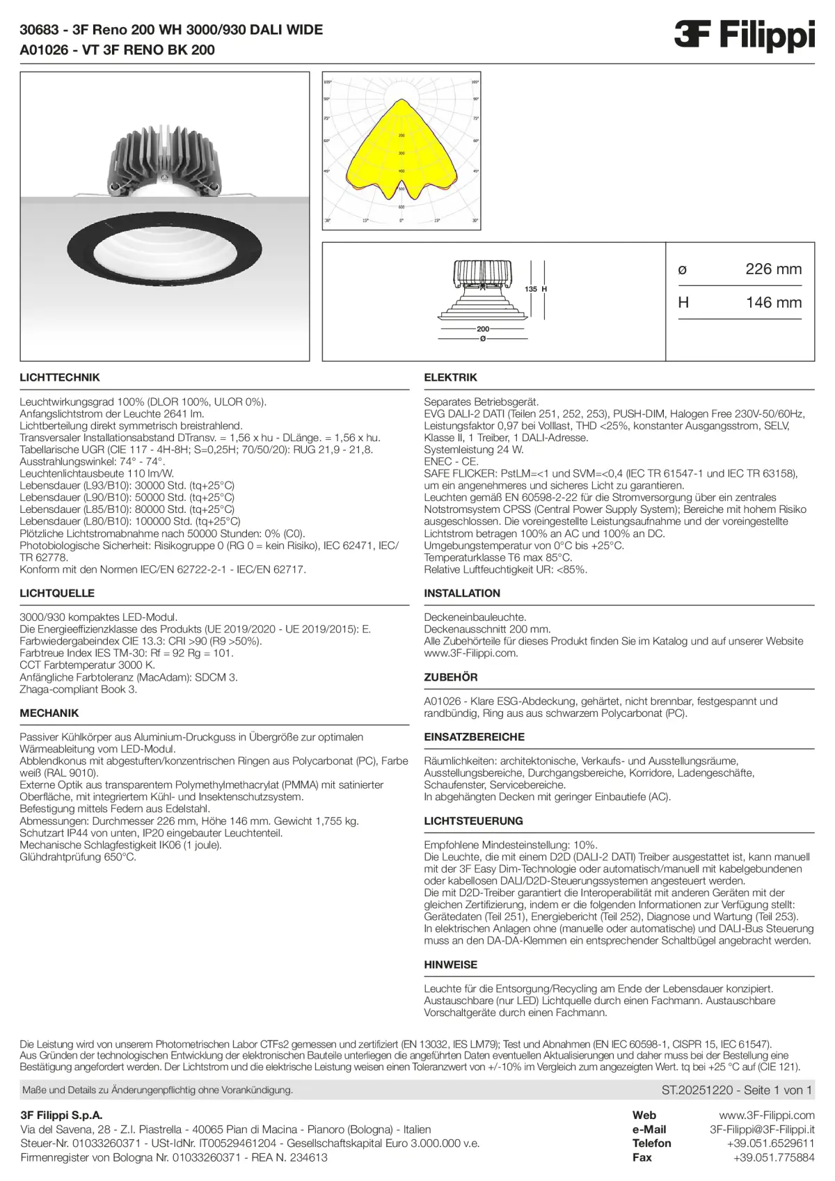 30683+A01026 - 3F Reno 200 WH 3000-930 DALI WIDE + VT BK - Datasheet - de