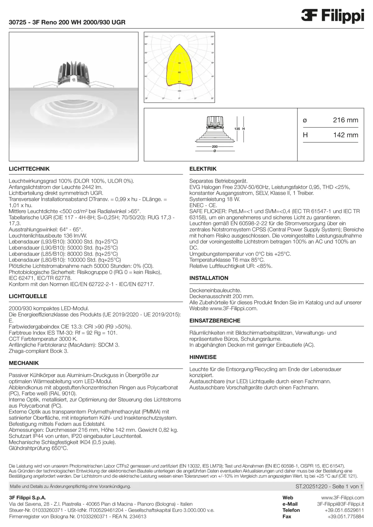 30725 - 3F Reno 200 WH 2000-930 UGR - Datasheet - de