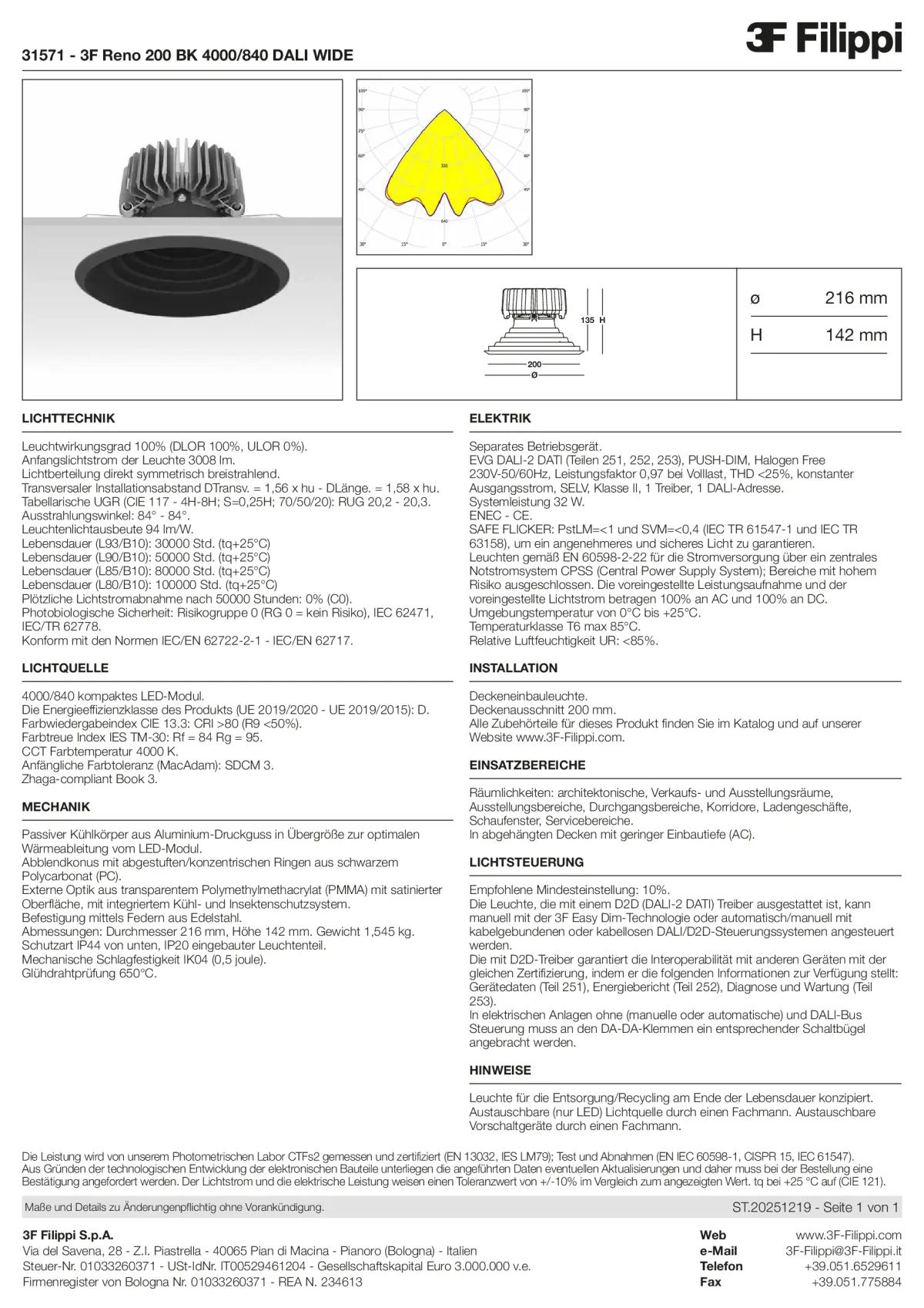 31571 - 3F Reno 200 BK 4000-840 DALI WIDE - Datasheet - de