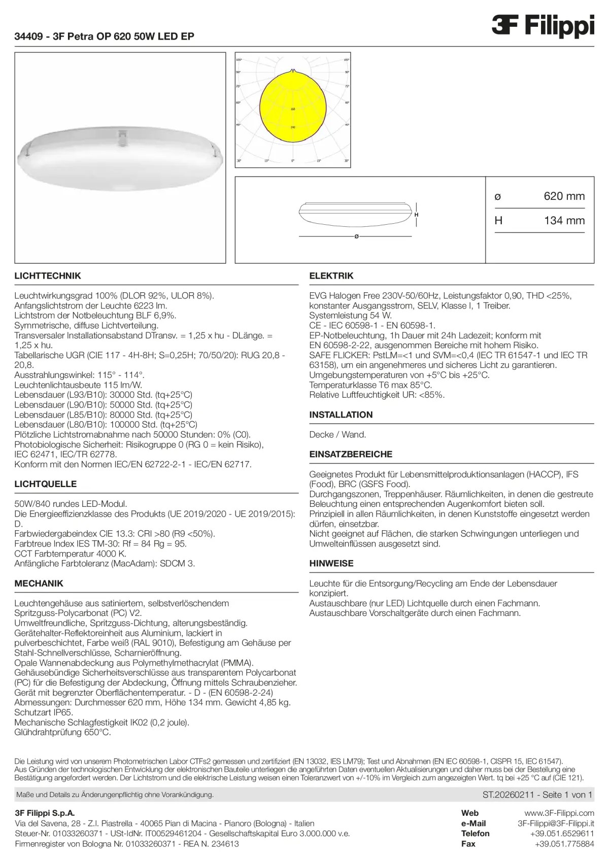 34409 - 3F Petra OP 620 50W LED EP - Datasheet - de