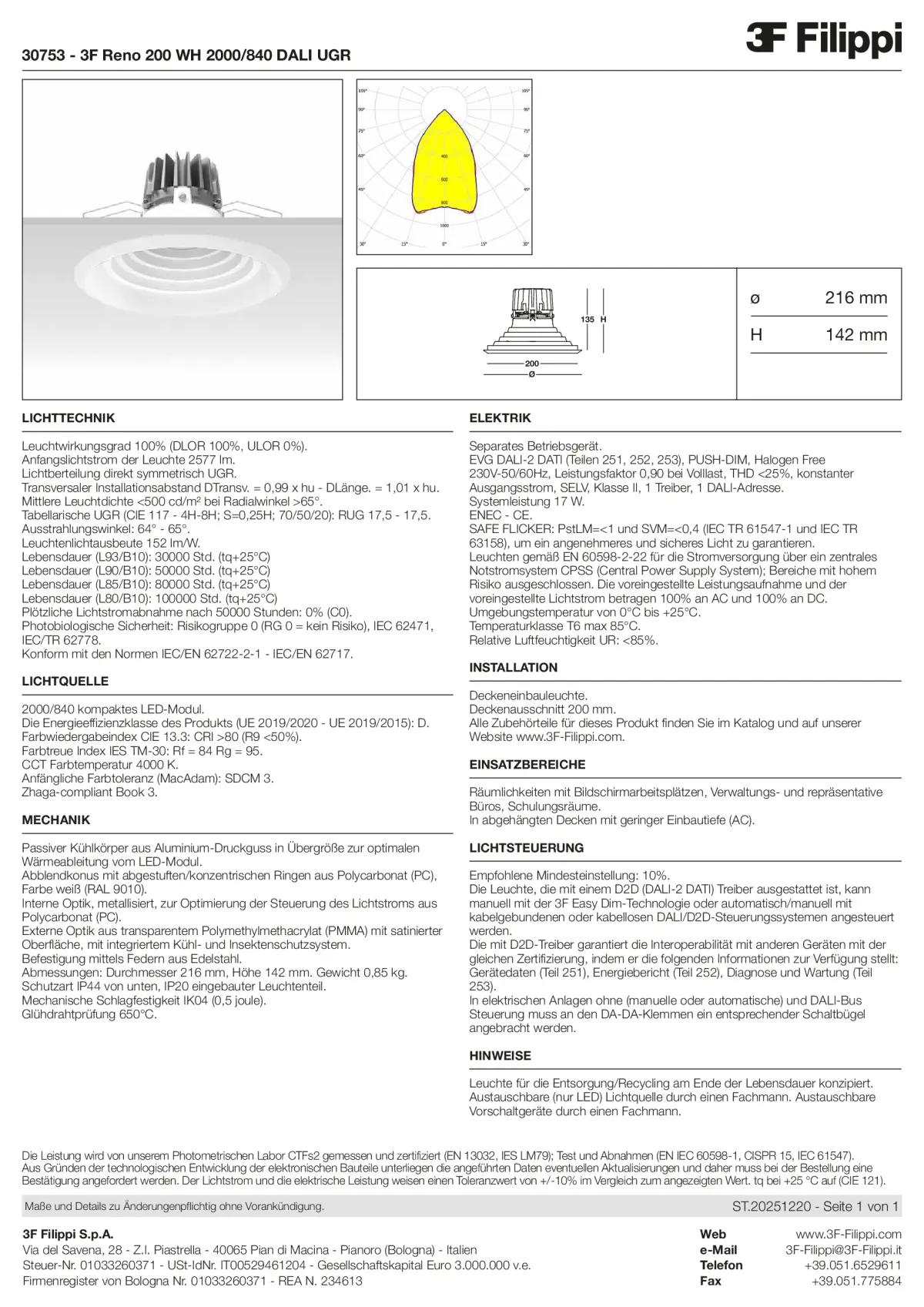 30753 - 3F Reno 200 WH 2000-840 DALI UGR - Datasheet - de
