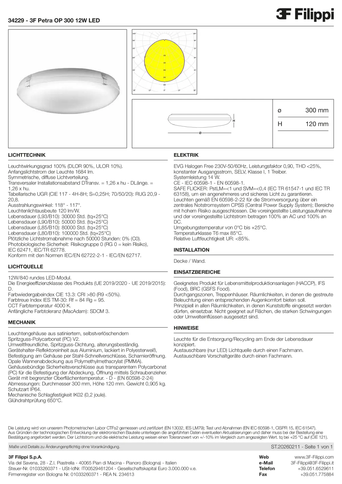 34229 - 3F Petra OP 300 12W LED - Datasheet - de