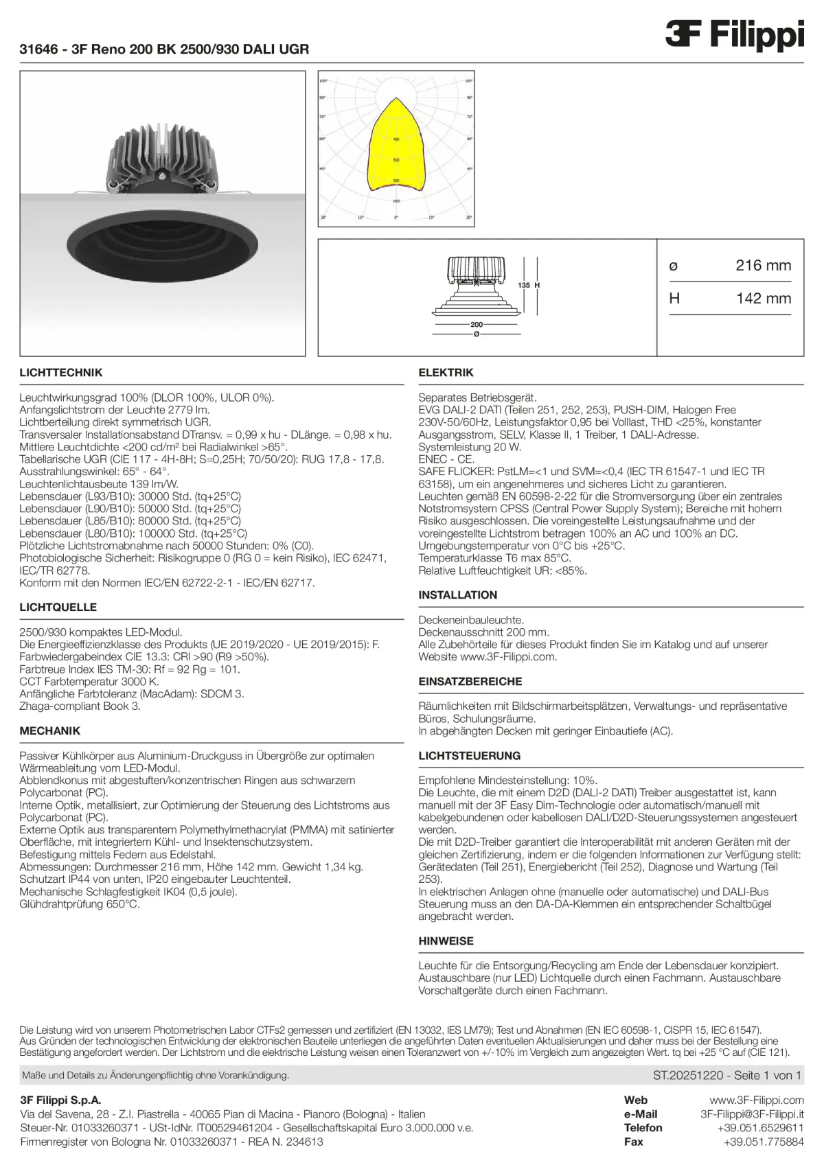 31646 - 3F Reno 200 BK 2500-930 DALI UGR - Datasheet - de