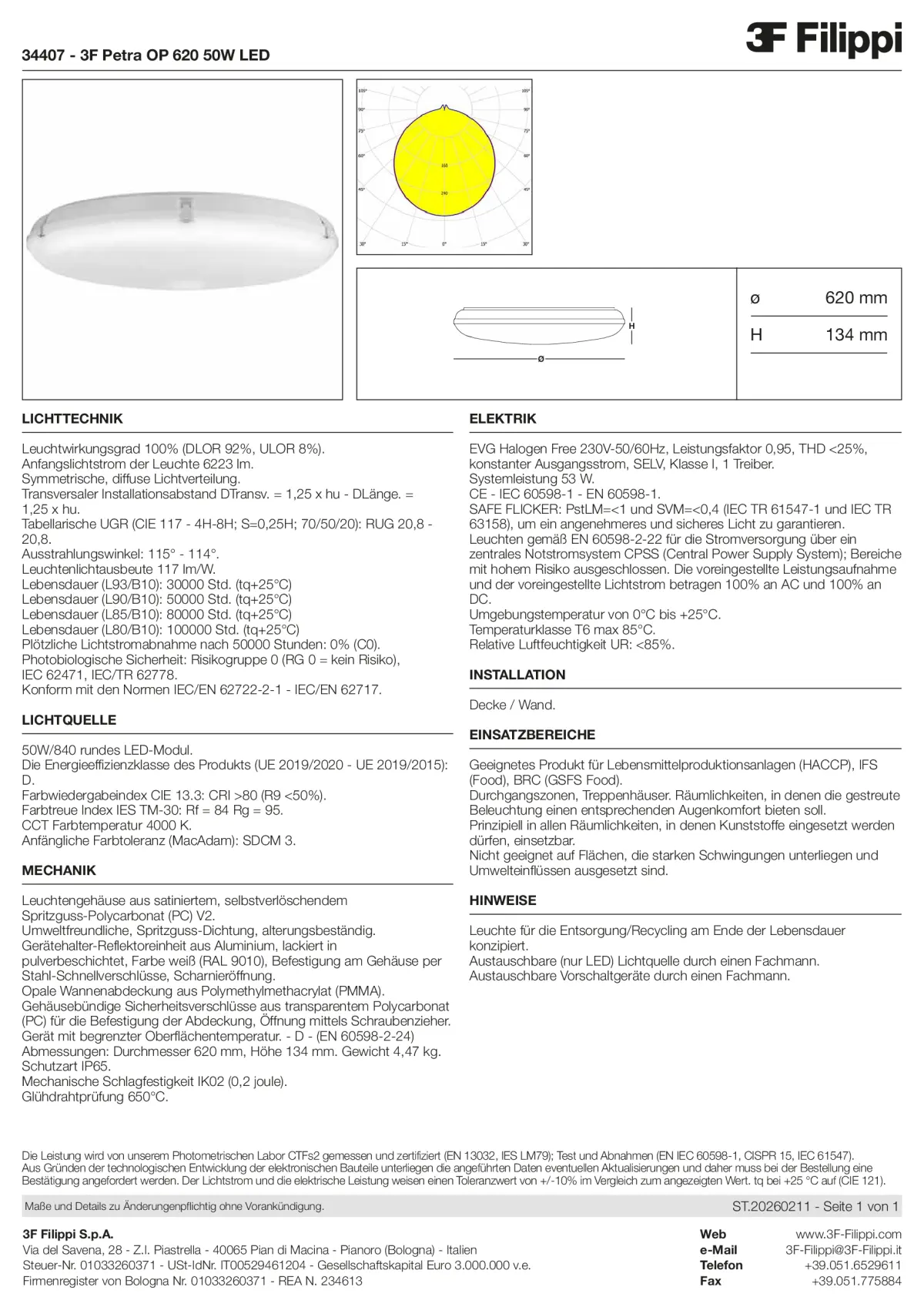 34407 - 3F Petra OP 620 50W LED - Datasheet - de