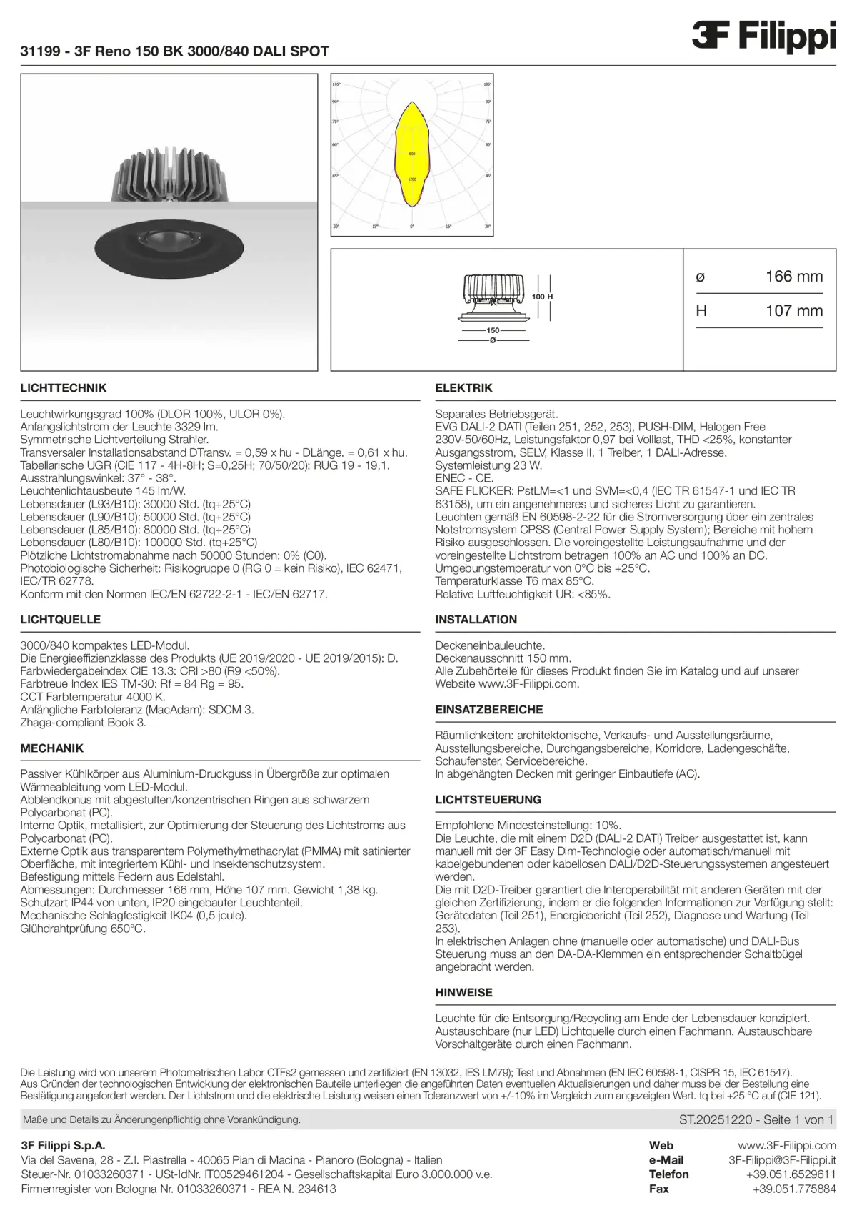 31199 - 3F Reno 150 BK 3000-840 DALI SPOT - Datasheet - de