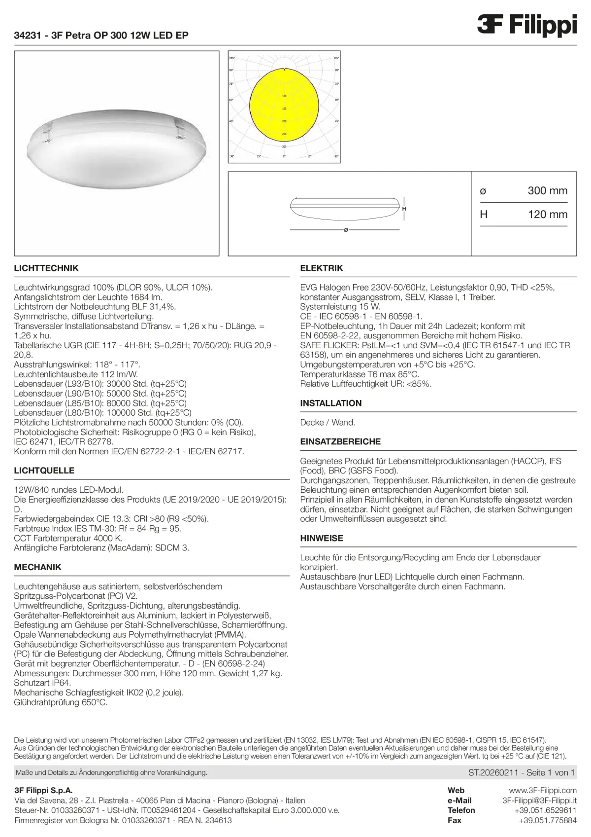 34231 - 3F Petra OP 300 12W LED EP - Datasheet - de