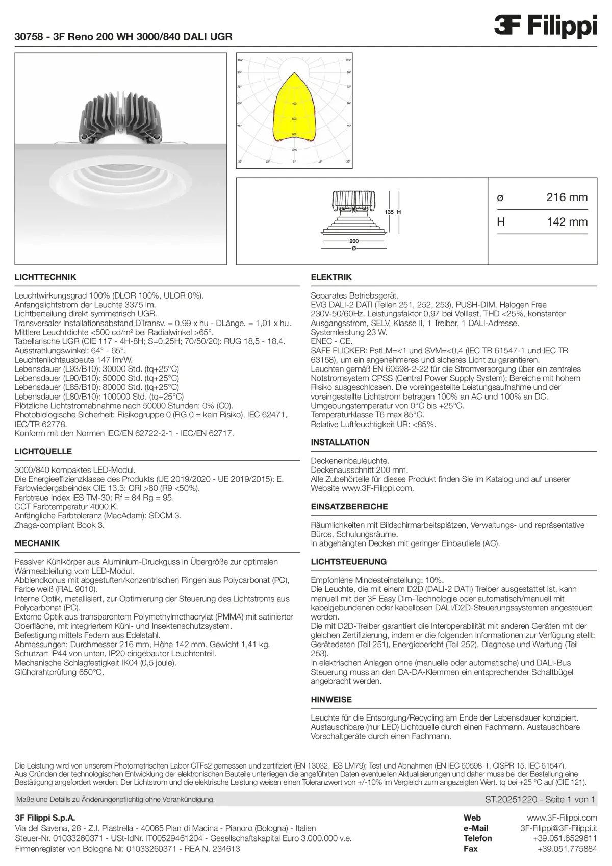 30758 - 3F Reno 200 WH 3000-840 DALI UGR - Datasheet - de