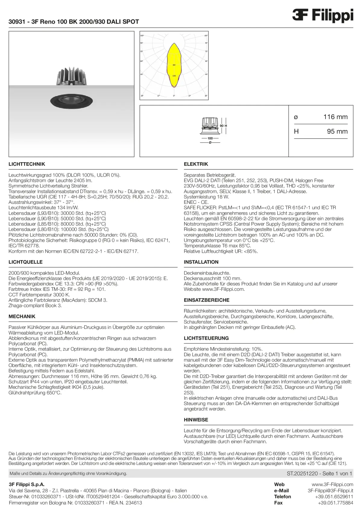 30931 - 3F Reno 100 BK 2000-930 DALI SPOT - Datasheet - de