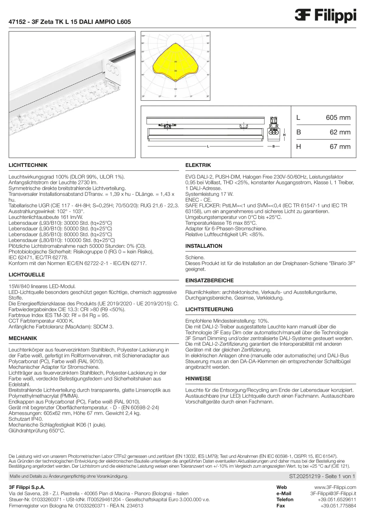 47152 - 3F Zeta TK L 15 DALI AMPIO L605 - Datasheet - de