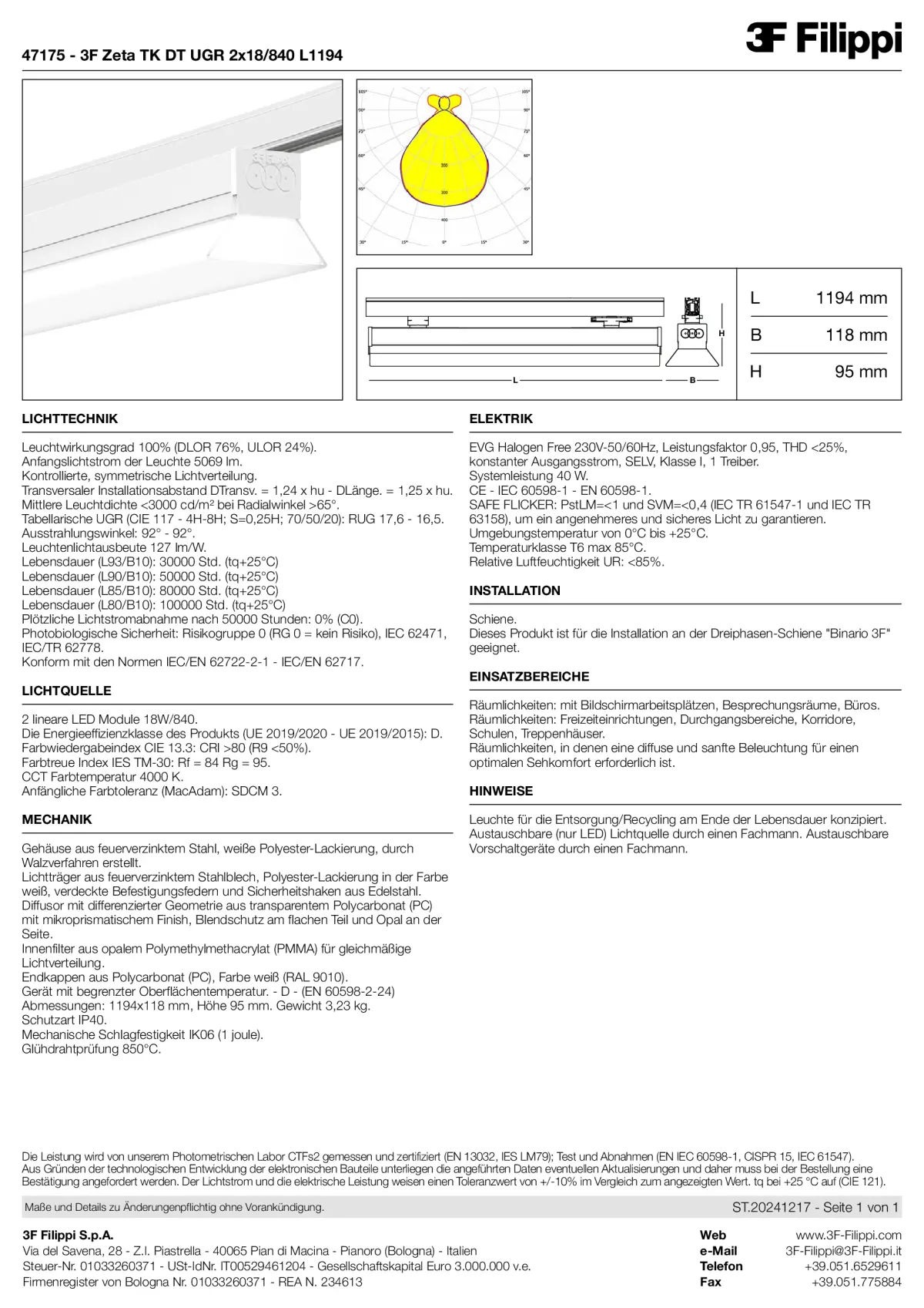 47175 - 3F Zeta TK DT UGR 2x18-840 L1194 - Datasheet - de