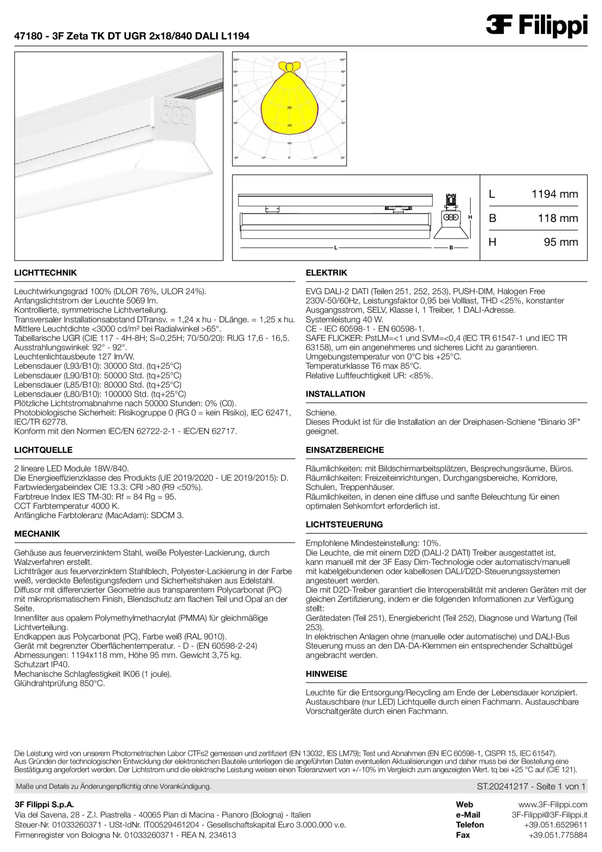 47180 - 3F Zeta TK DT UGR 2x18-840 DALI L1194 - Datasheet - de