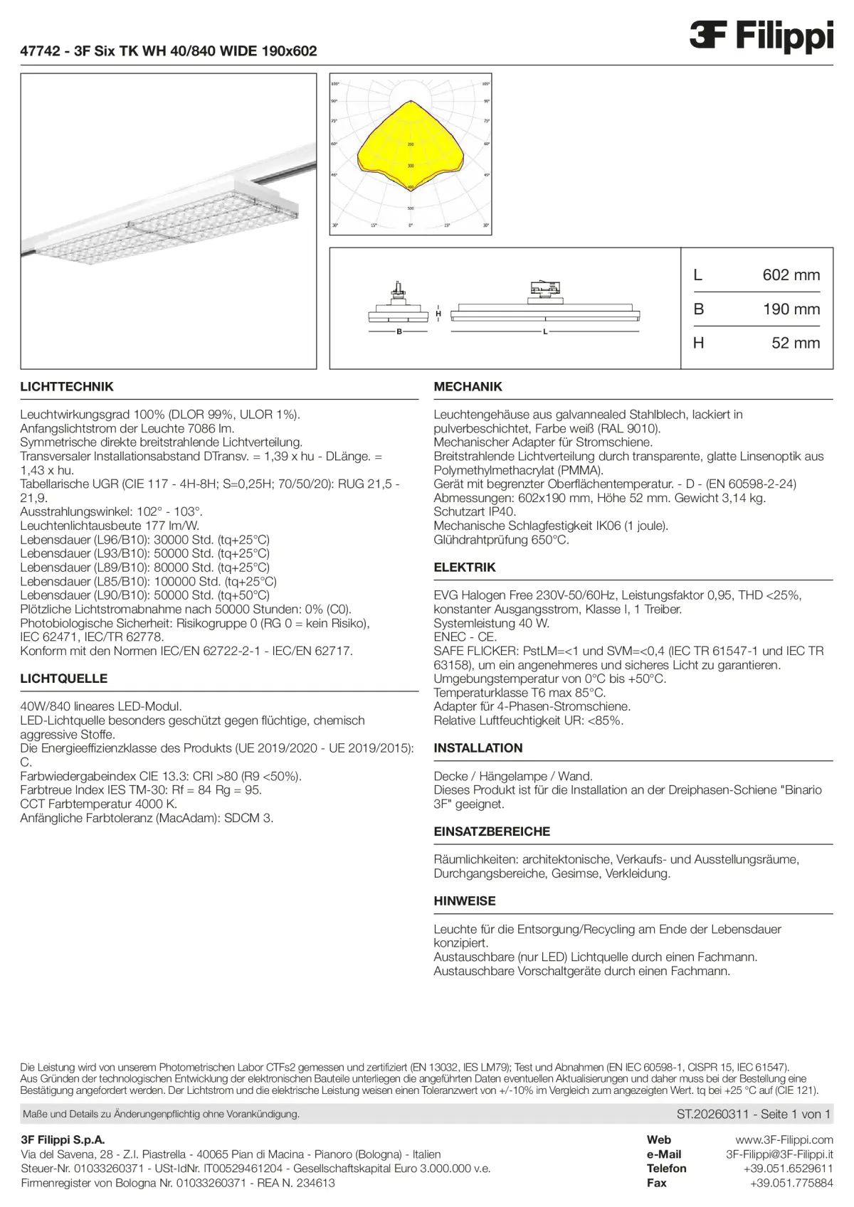 47742 - 3F Six TK WH 40-840 WIDE 190x602 - Datasheet - de