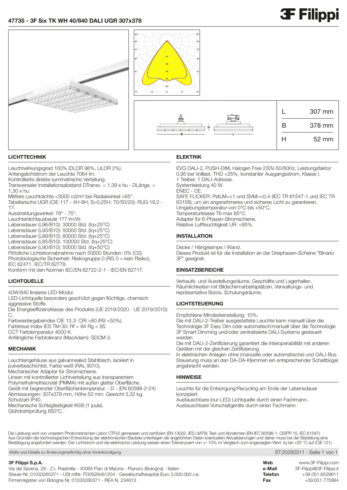 47735 - 3F Six TK WH 40-840 DALI UGR 307x378 - Datasheet - de