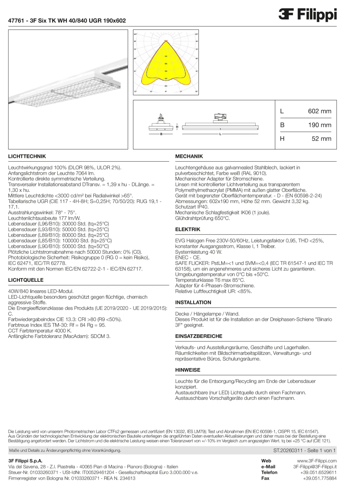 47761 - 3F Six TK WH 40-840 UGR 190x602 - Datasheet - de