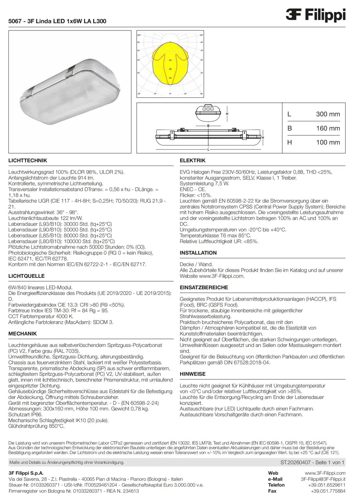5067 - 3F Linda LED 1x6W LA L300 - Datasheet - de