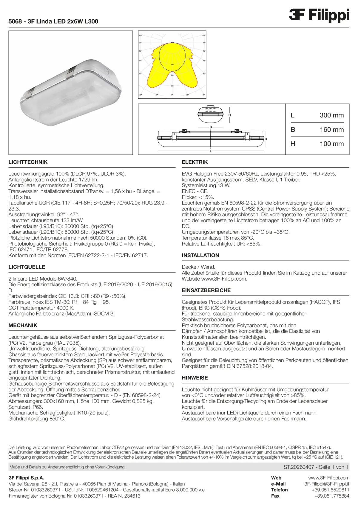 5068 - 3F Linda LED 2x6W L300 - Datasheet - de