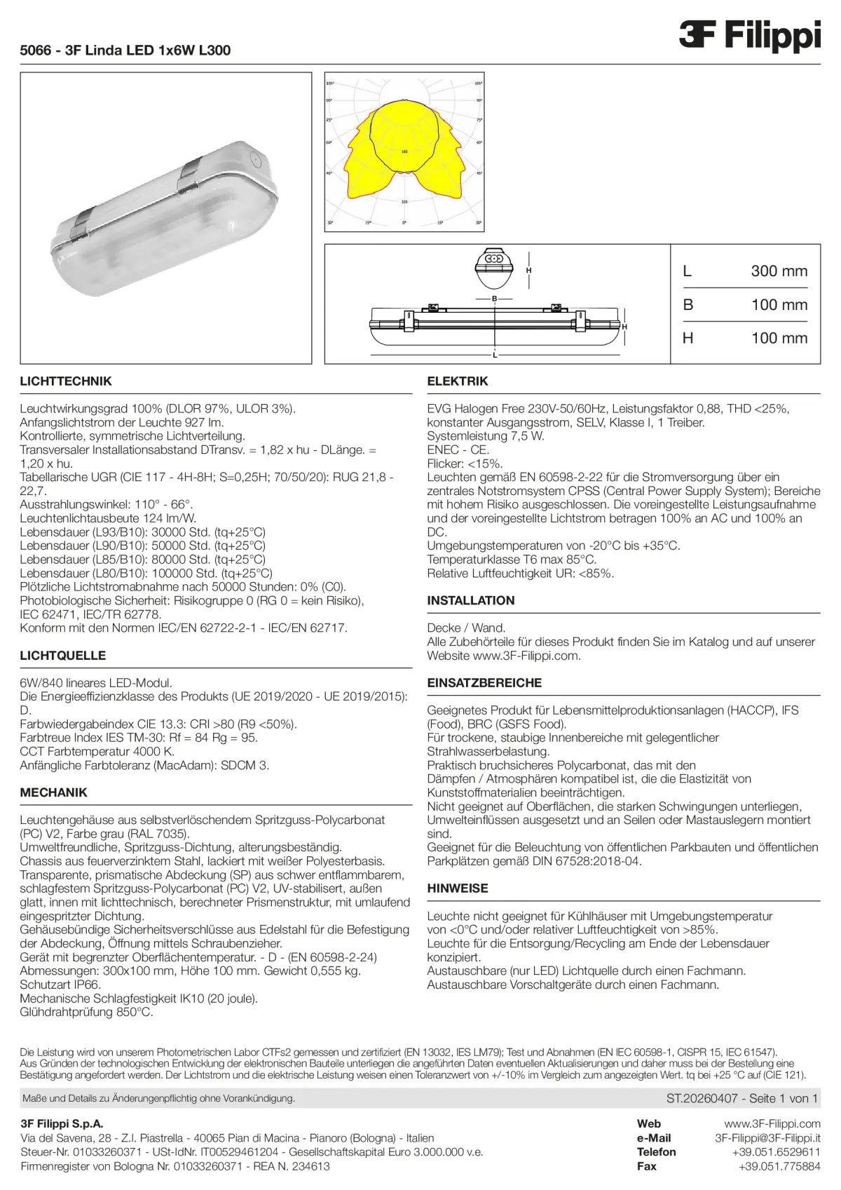 5066 - 3F Linda LED 1x6W L300 - Datasheet - de