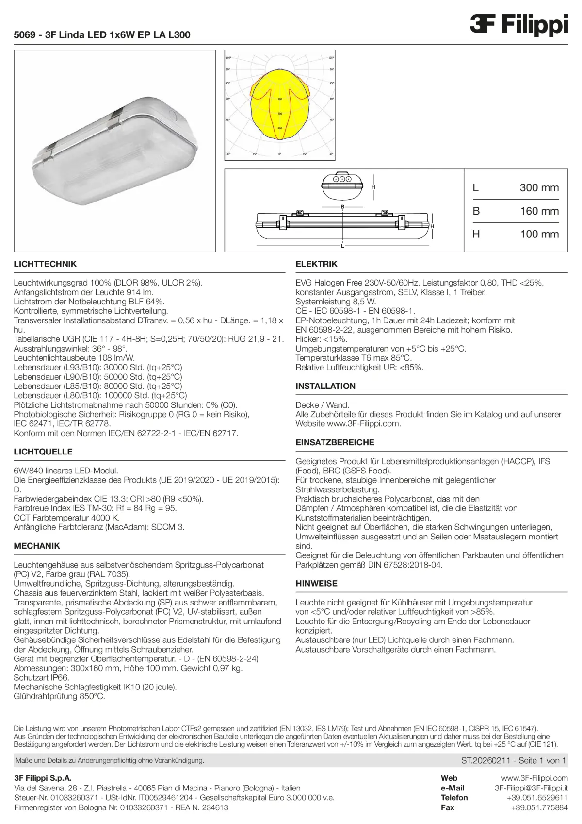 5069 - 3F Linda LED 1x6W EP LA L300 - Datasheet - de