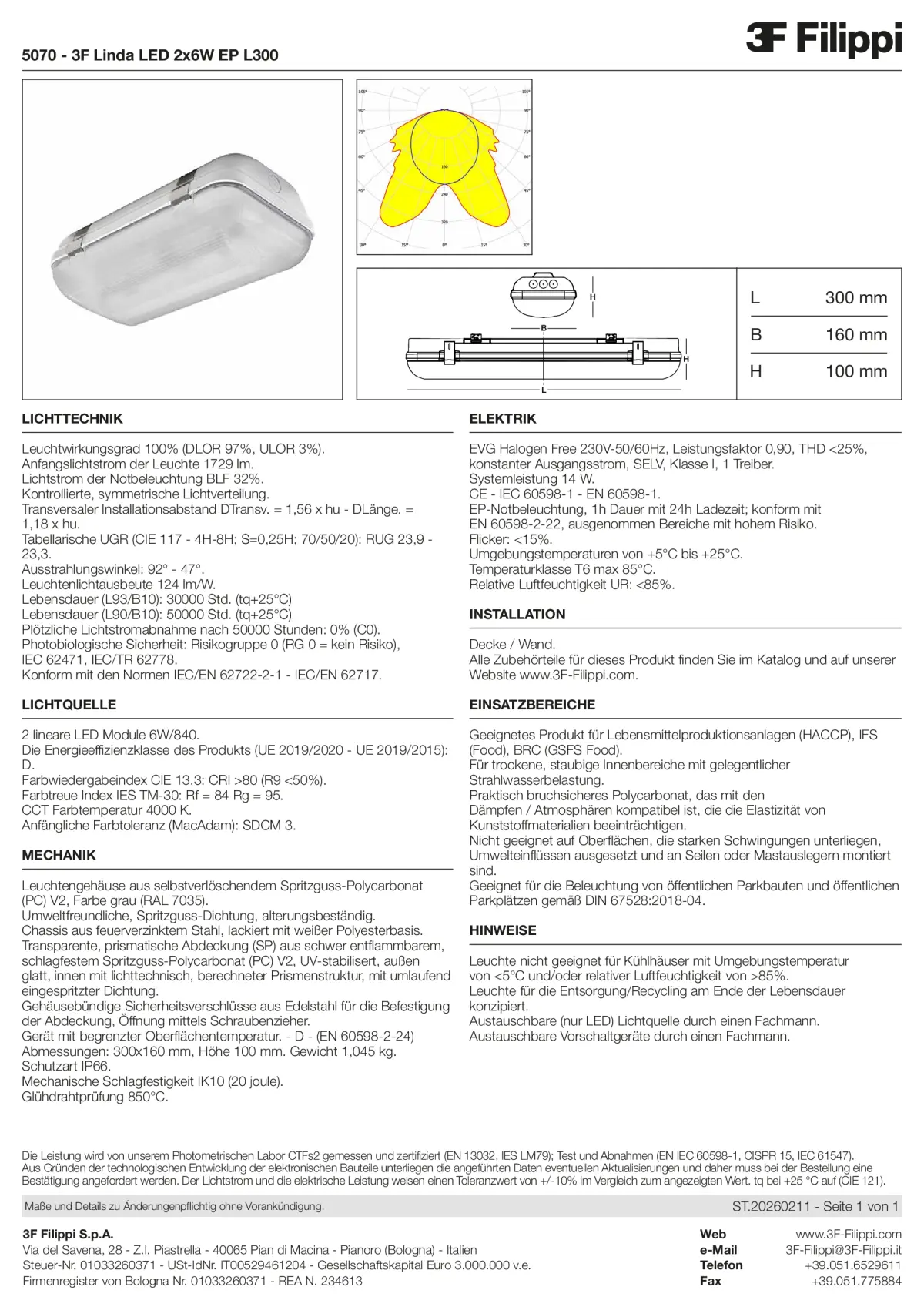 5070 - 3F Linda LED 2x6W EP L300 - Datasheet - de