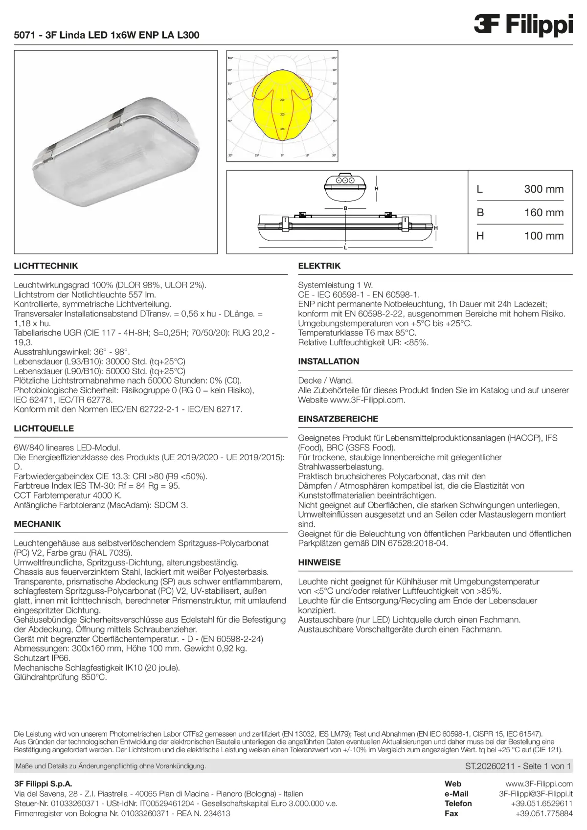 5071 - 3F Linda LED 1x6W ENP LA L300 - Datasheet - de