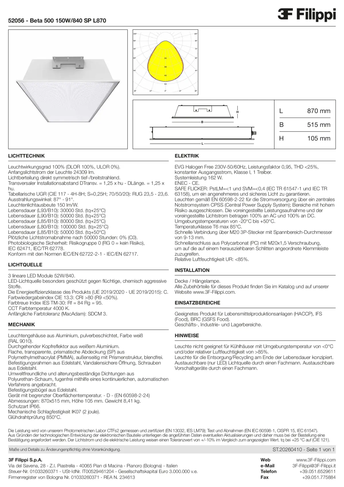 52056 - Beta 500 150W-840 SP L870 - Datasheet - de