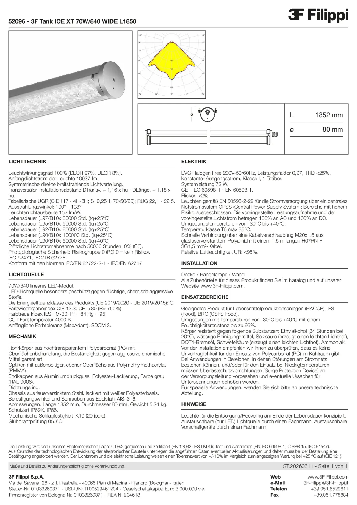 52096 - 3F Tank ICE XT 70W-840 WIDE L1850 - Datasheet - de