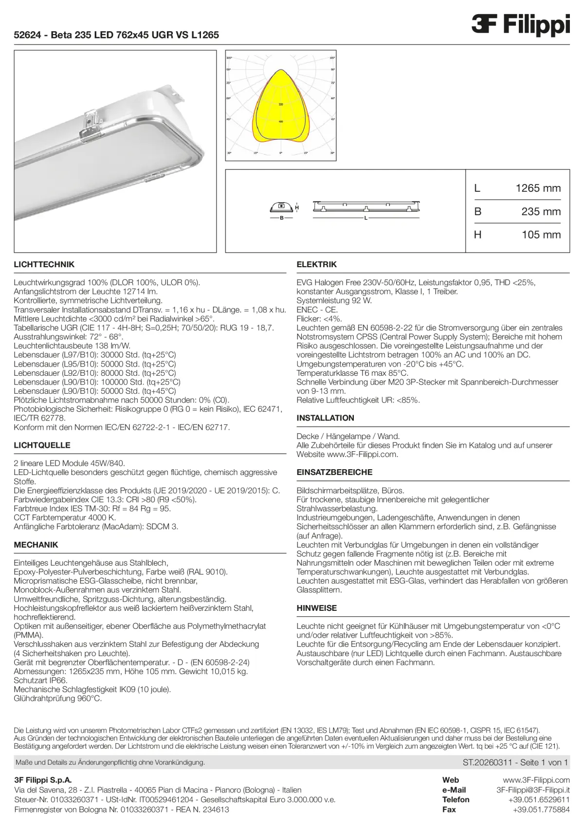 52624 - Beta 235 LED 762x45 UGR VS L1265 - Datasheet - de