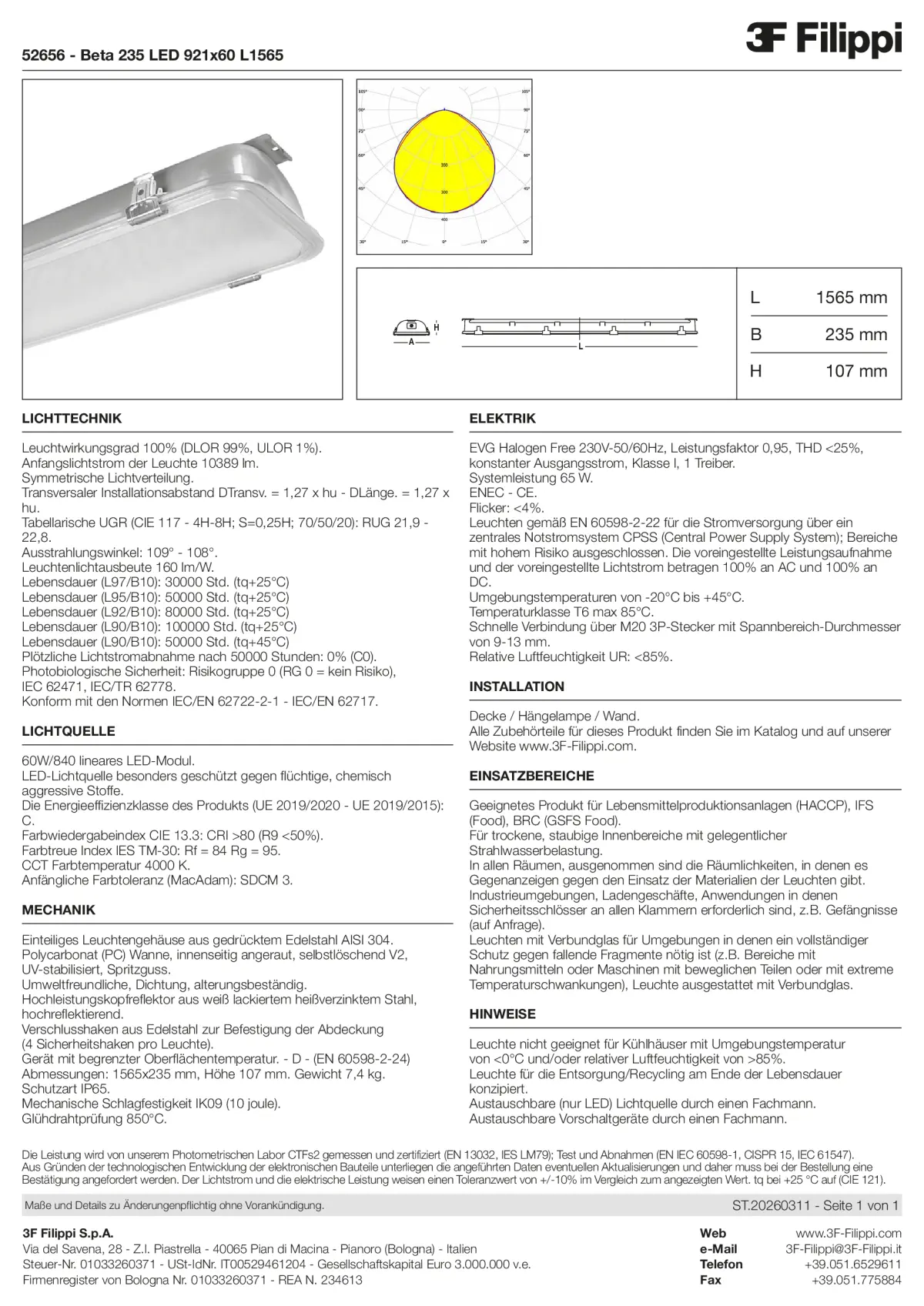 52656 - Beta 235 LED 921x60 L1565 - Datasheet - de