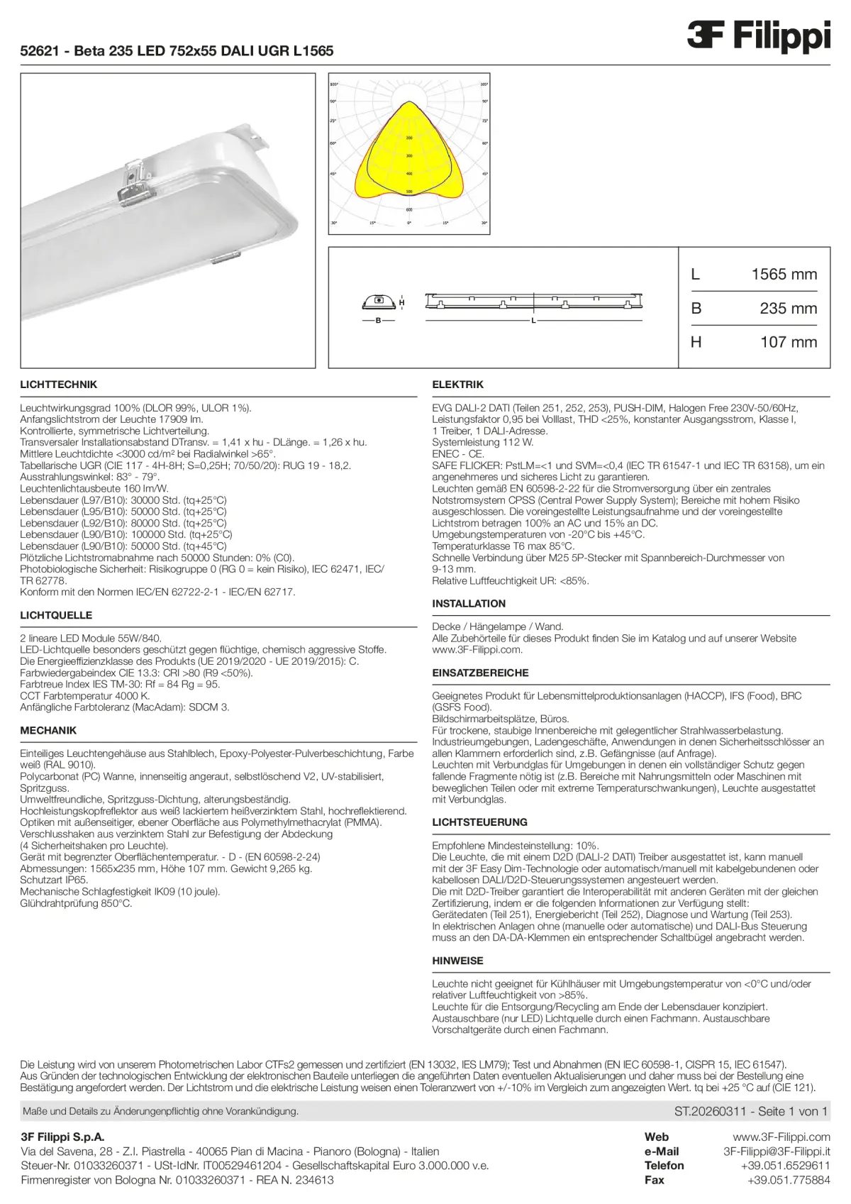 52621 - Beta 235 LED 752x55 DALI UGR L1565 - Datasheet - de