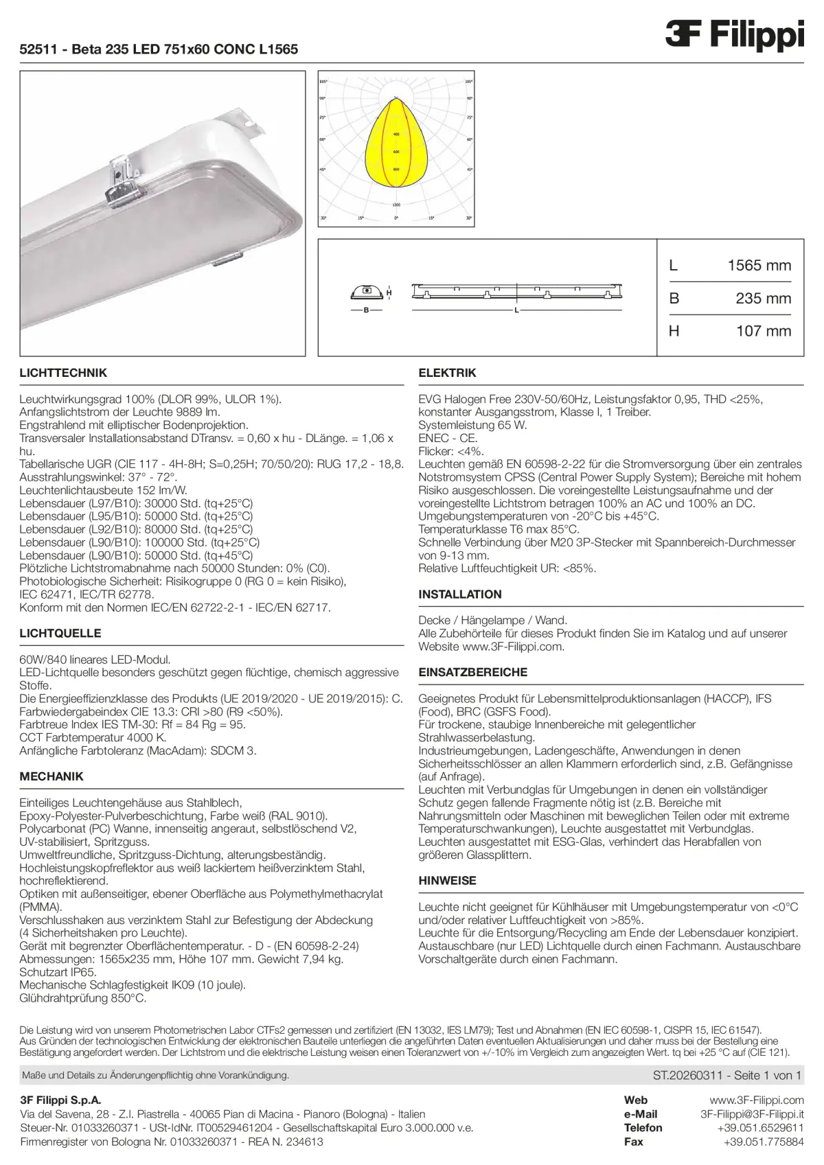 52511 - Beta 235 LED 751x60 CONC L1565 - Datasheet - de