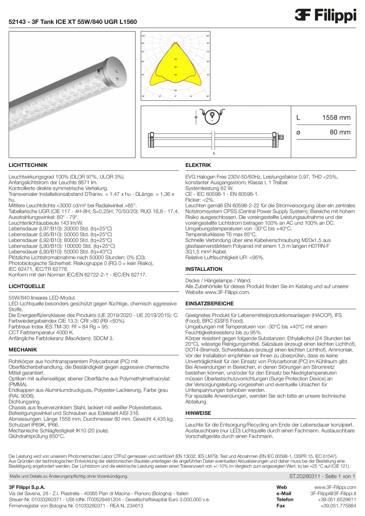 52143 - 3F Tank ICE XT 55W-840 UGR L1560 - Datasheet - de