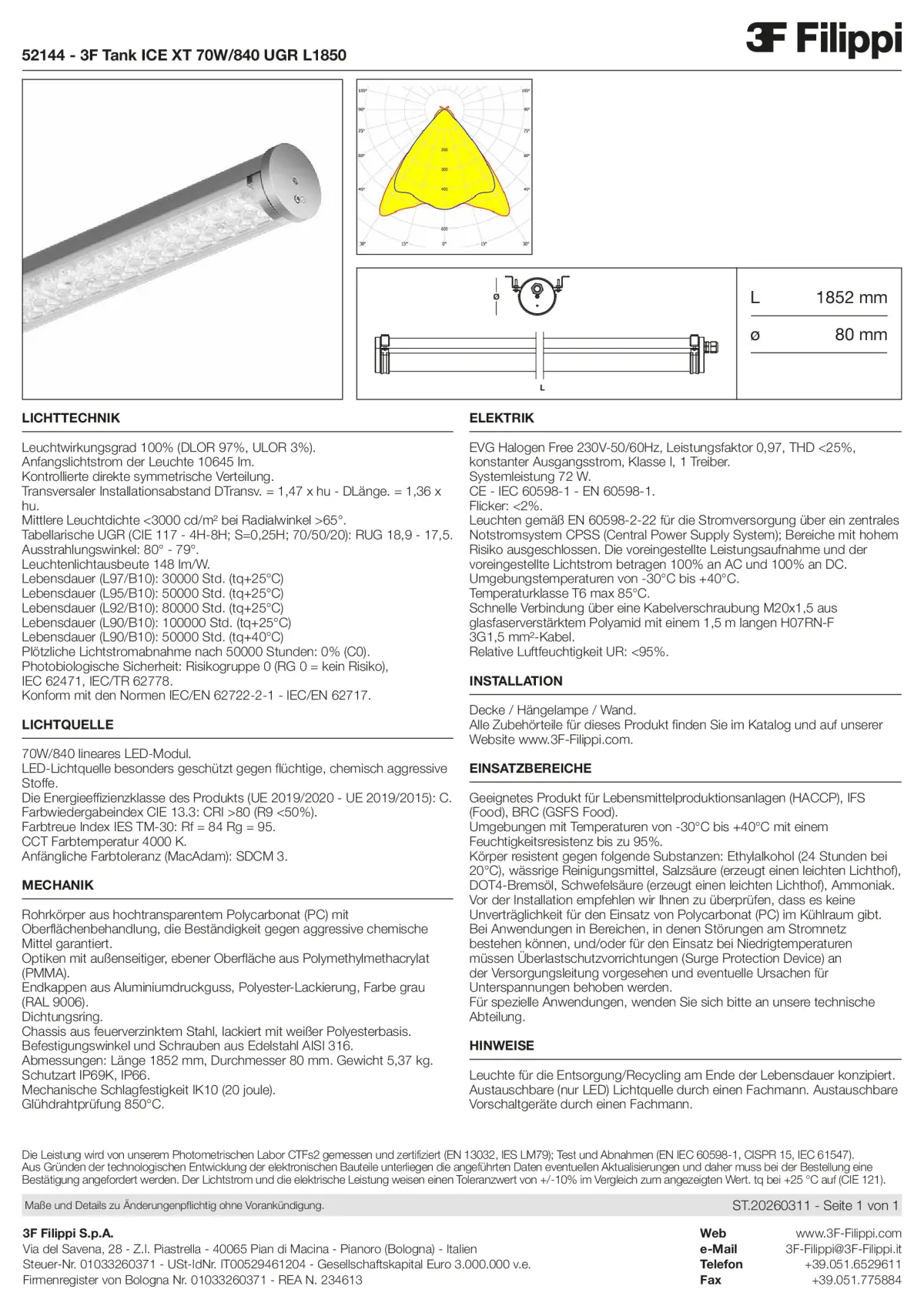 52144 - 3F Tank ICE XT 70W-840 UGR L1850 - Datasheet - de