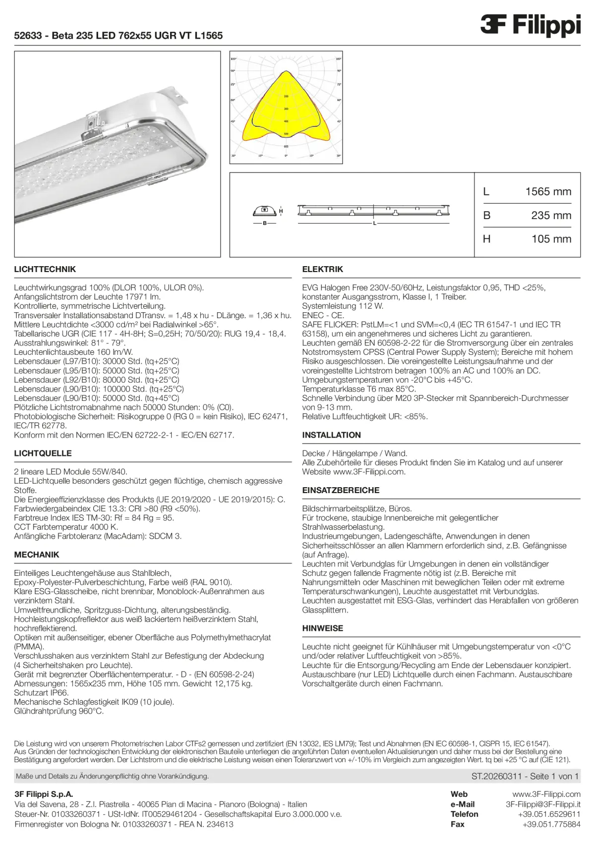 52633 - Beta 235 LED 762x55 UGR VT L1565 - Datasheet - de