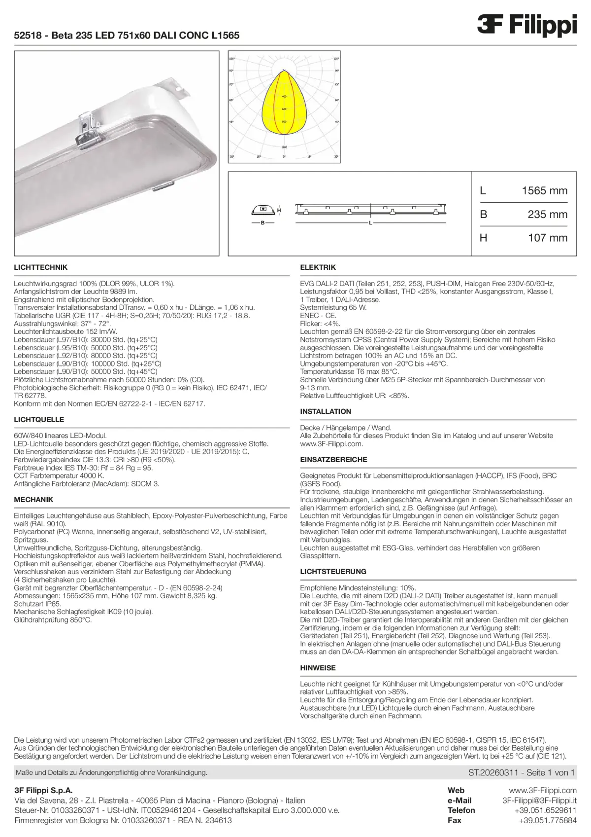 52518 - Beta 235 LED 751x60 DALI CONC L1565 - Datasheet - de