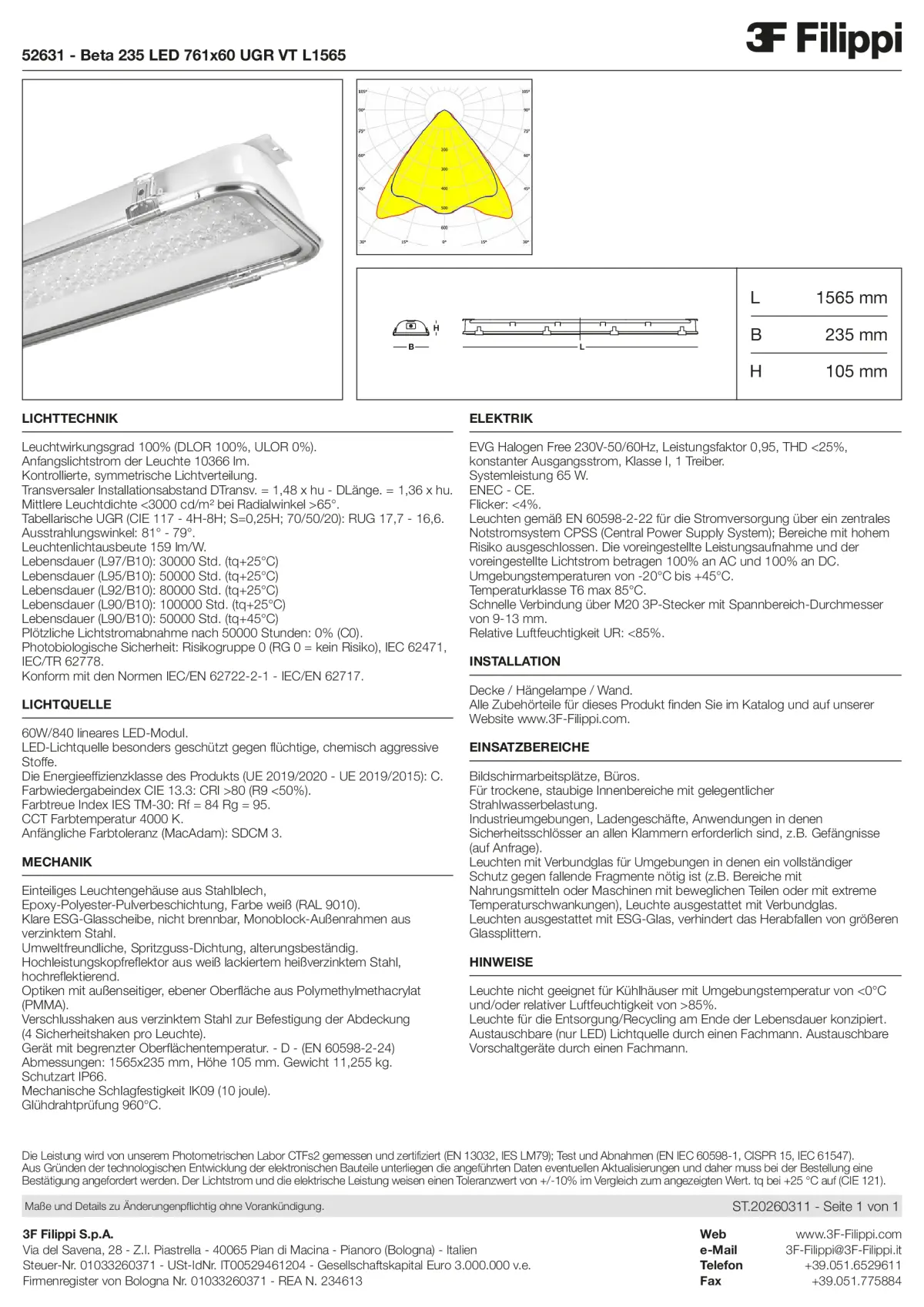 52631 - Beta 235 LED 761x60 UGR VT L1565 - Datasheet - de