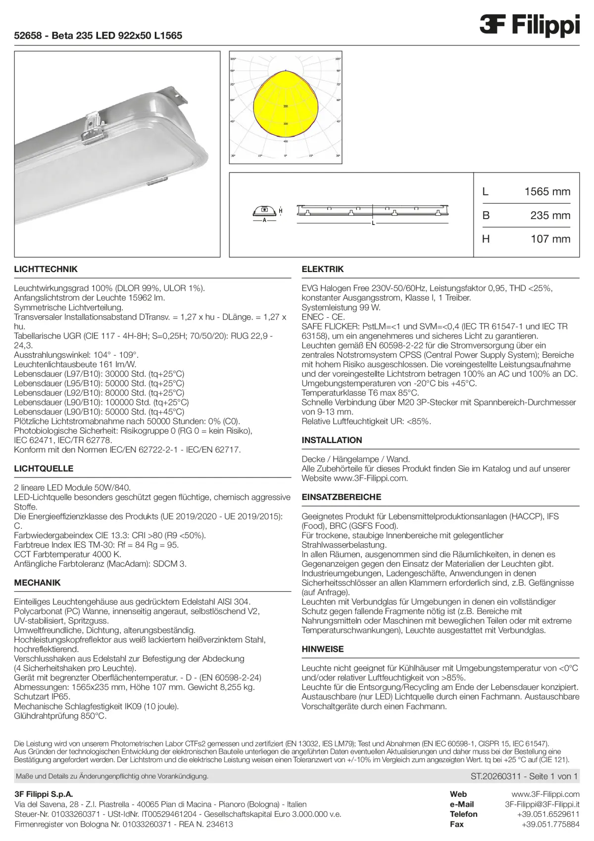 52658 - Beta 235 LED 922x50 L1565 - Datasheet - de