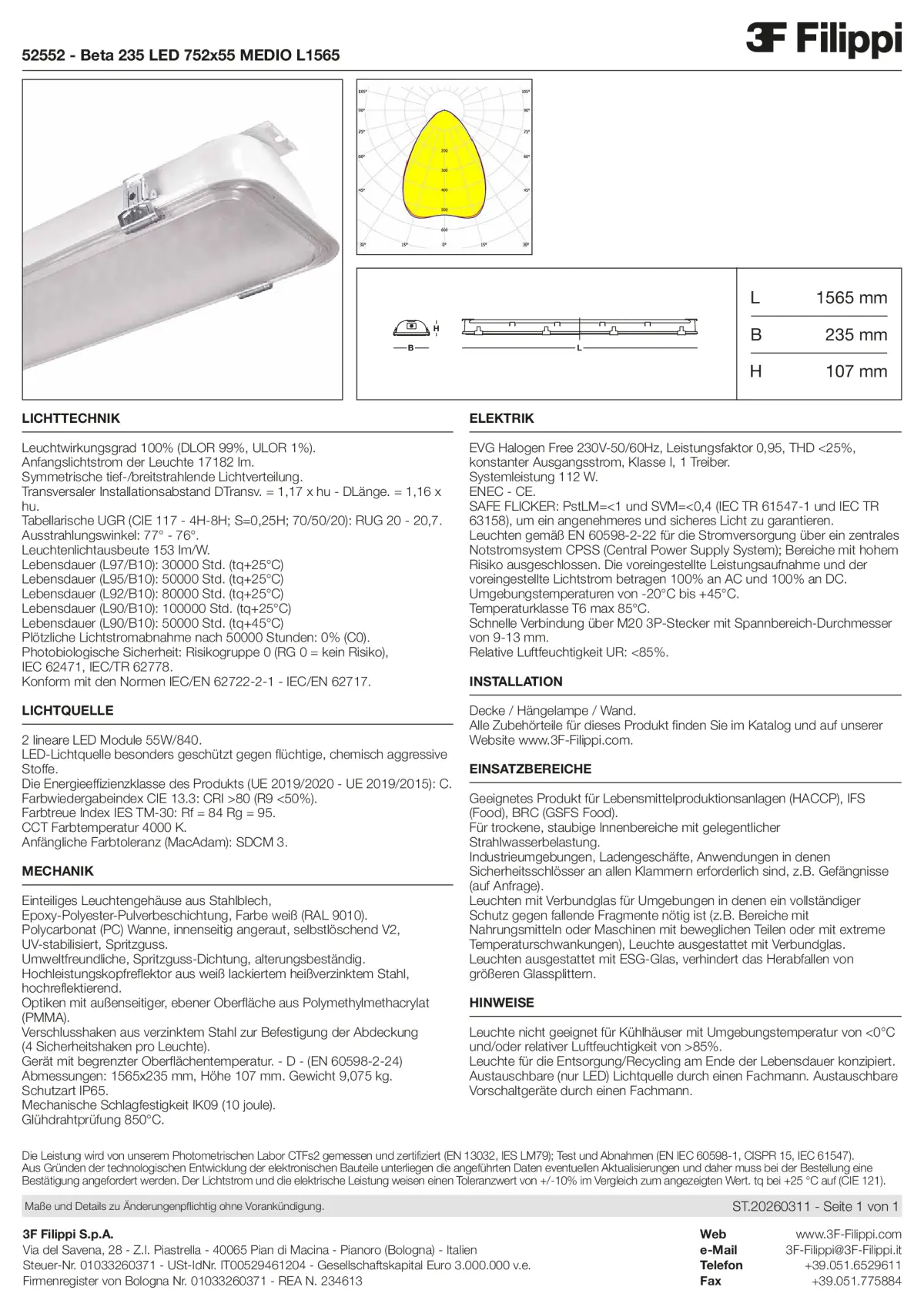 52552 - Beta 235 LED 752x55 MEDIO L1565 - Datasheet - de