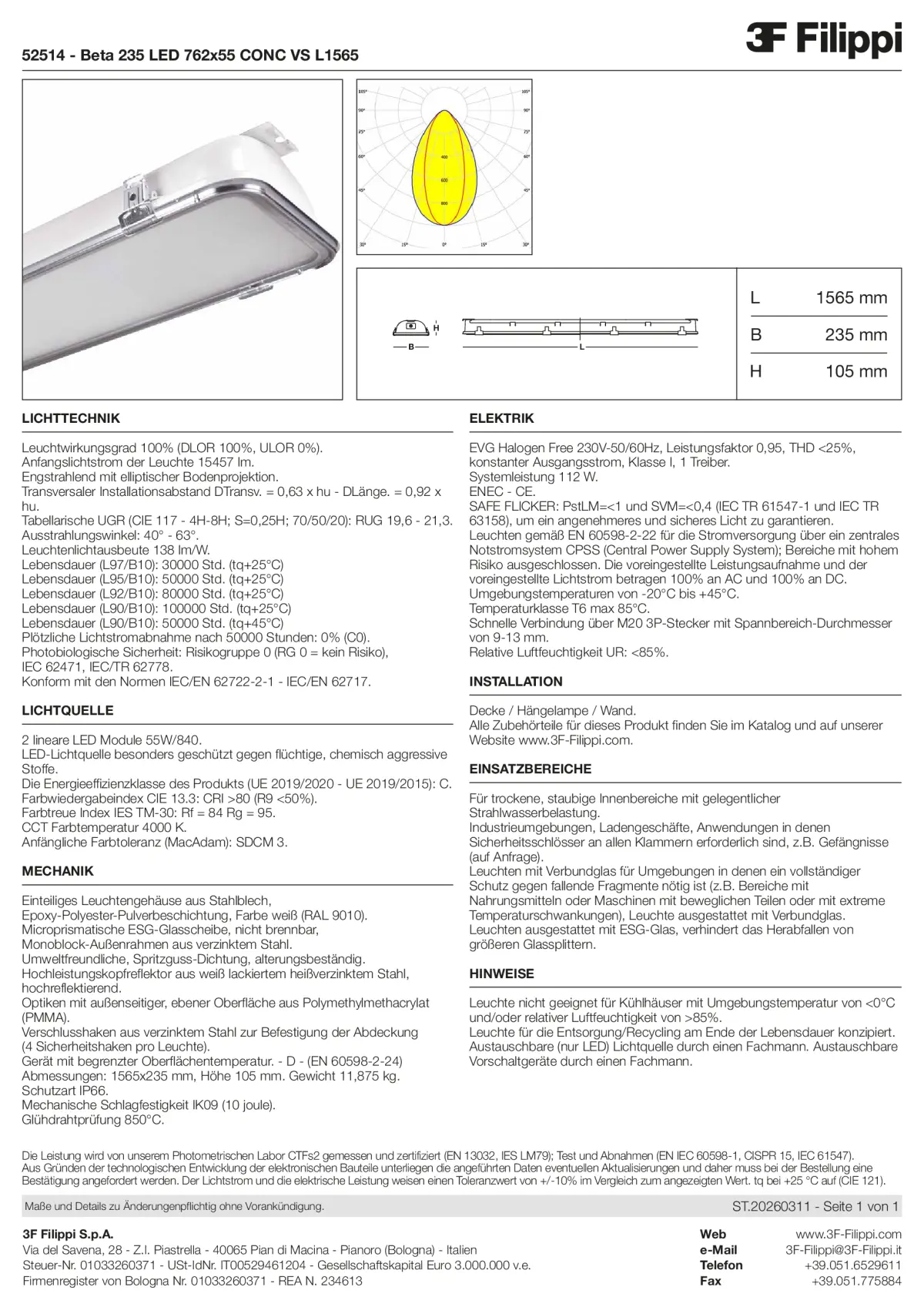 52514 - Beta 235 LED 762x55 CONC VS L1565 - Datasheet - de