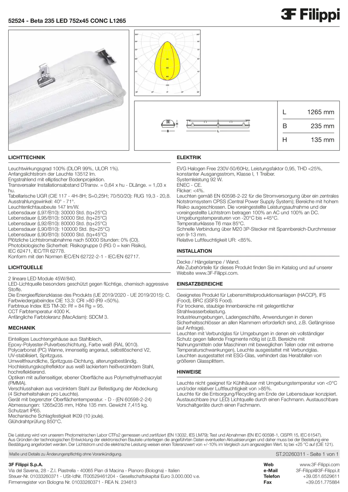 52524 - Beta 235 LED 752x45 CONC L1265 - Datasheet - de