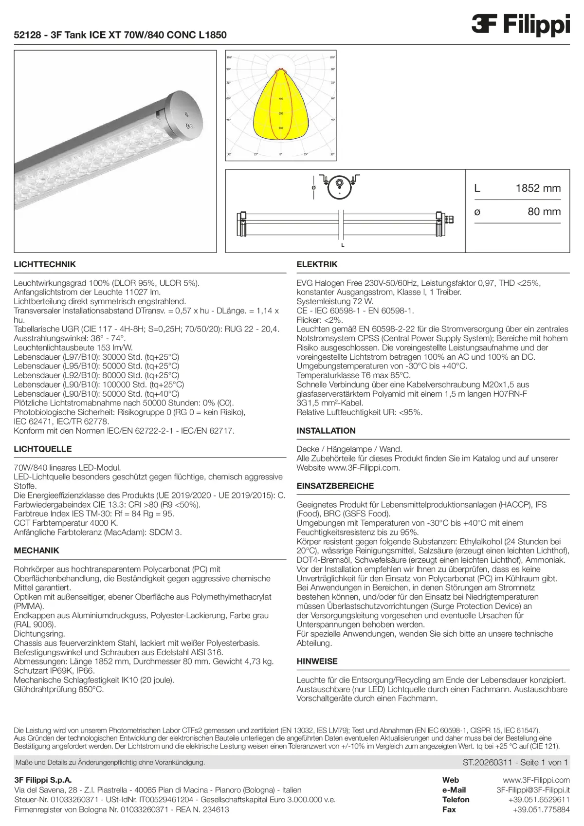 52128 - 3F Tank ICE XT 70W-840 CONC L1850 - Datasheet - de